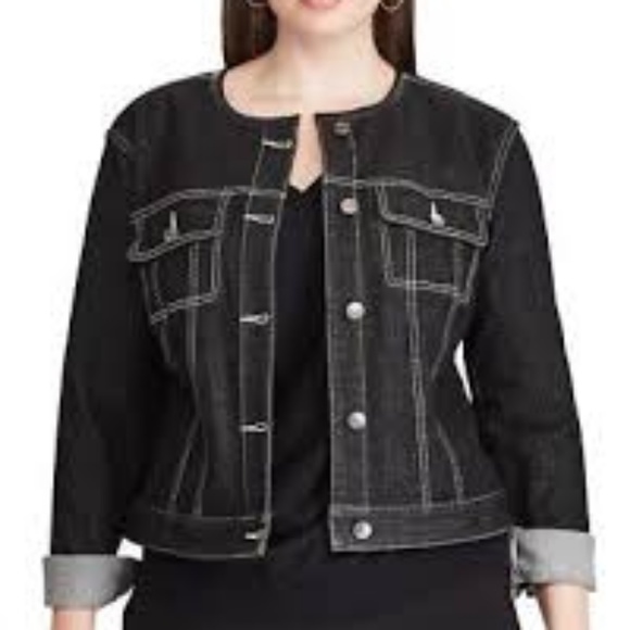 black cropped denim jacket plus size